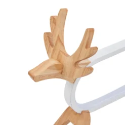 Lámpara de mesa LED Lindby Hirvi, blanca, madera, 31 cm, CCT, atenuable