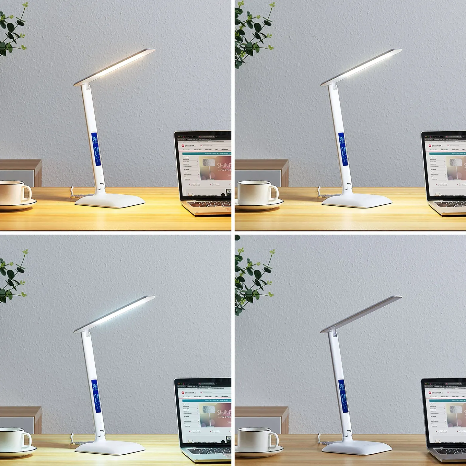Lámpara de mesa LED Lindby Ludmilla, altura 34 cm, blanco, pantalla