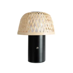 Lámpara de mesa LED Lindby Nifelia, bambú, CCT, atenuable