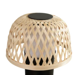 Lámpara de mesa LED Lindby Nifelia, bambú, CCT, atenuable