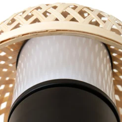 Lámpara de mesa LED Lindby Nifelia, bambú, CCT, atenuable
