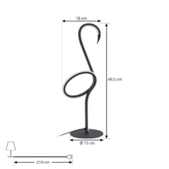 Lámpara de mesa LED Lindby Pajaro, 49cm, negro, aluminio, flamingo