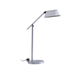 Lámpara de mesa LED Lindby Thies, gris, ABS, altura 78cm, atenuable