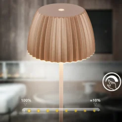 Lámpara de mesa LED Loca, marrón, altura 36 cm, metal/plástico