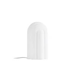 Lámpara de mesa LED Lucande Lunja, blanca, cristal, 30 cm, CCT