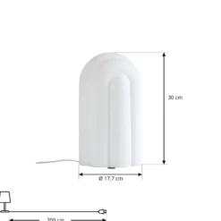 Lámpara de mesa LED Lucande Lunja, blanca, cristal, 30 cm, CCT