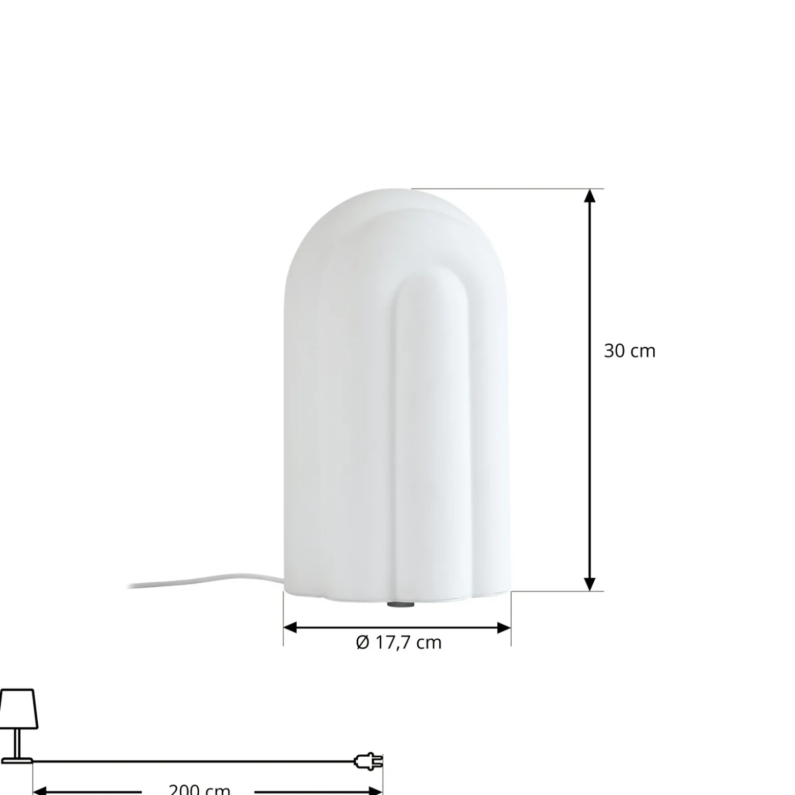 Lámpara de mesa LED Lucande Lunja, blanca, cristal, 30 cm, CCT