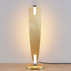 Lámpara de mesa LED Lucande Marija, dorada, atenuable, 62 cm