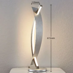 Lámpara de mesa LED Lucande Marija, color plata, atenuable, 62 cm