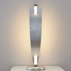 Lámpara de mesa LED Lucande Marija, color plata, atenuable, 62 cm