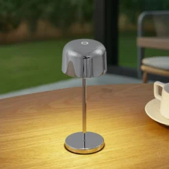 Lámpara de mesa LED Lucande Quill, cromada, CCT, atenuable