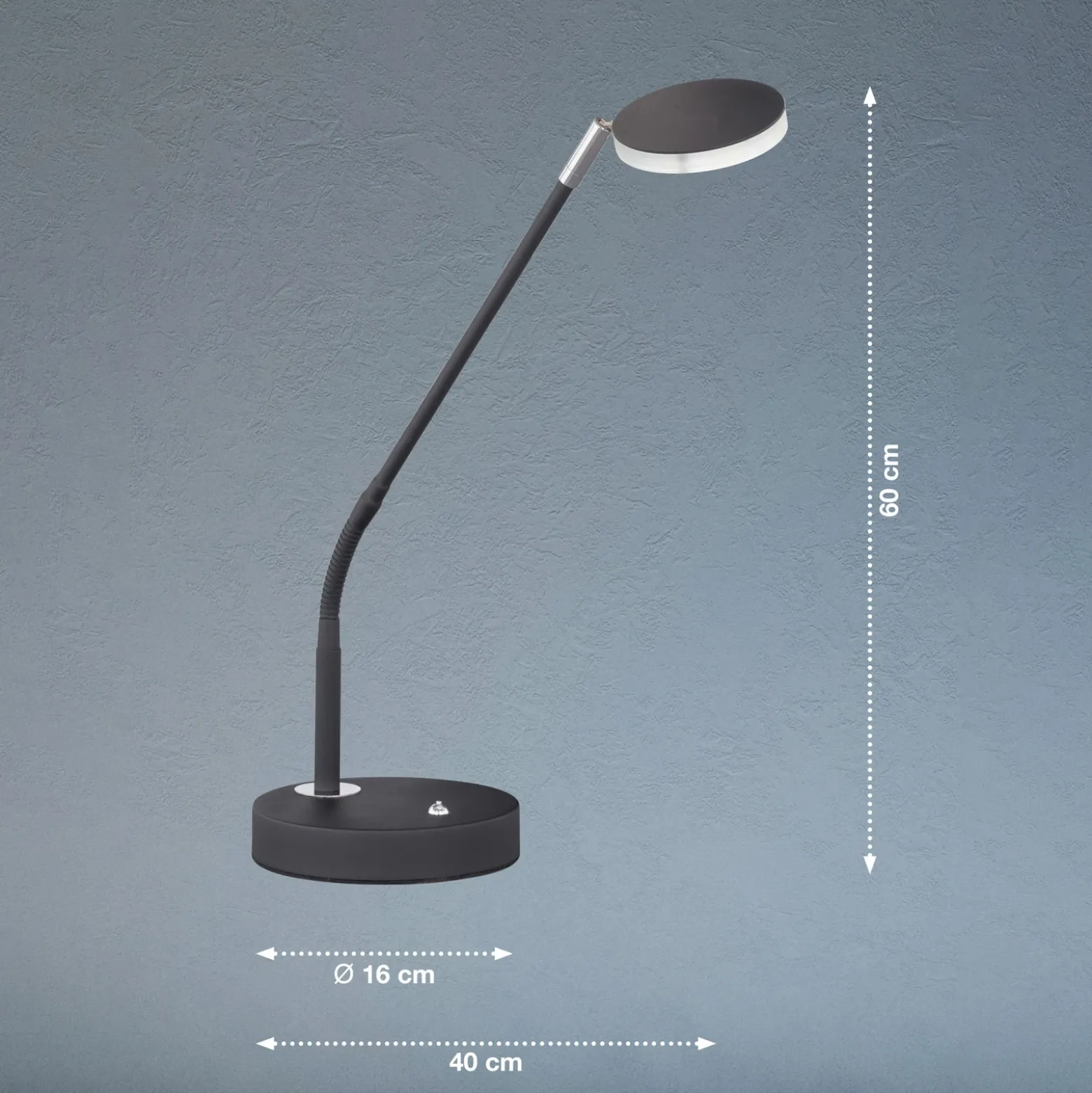 Lámpara de mesa LED Lunia, atenuable, negro arena