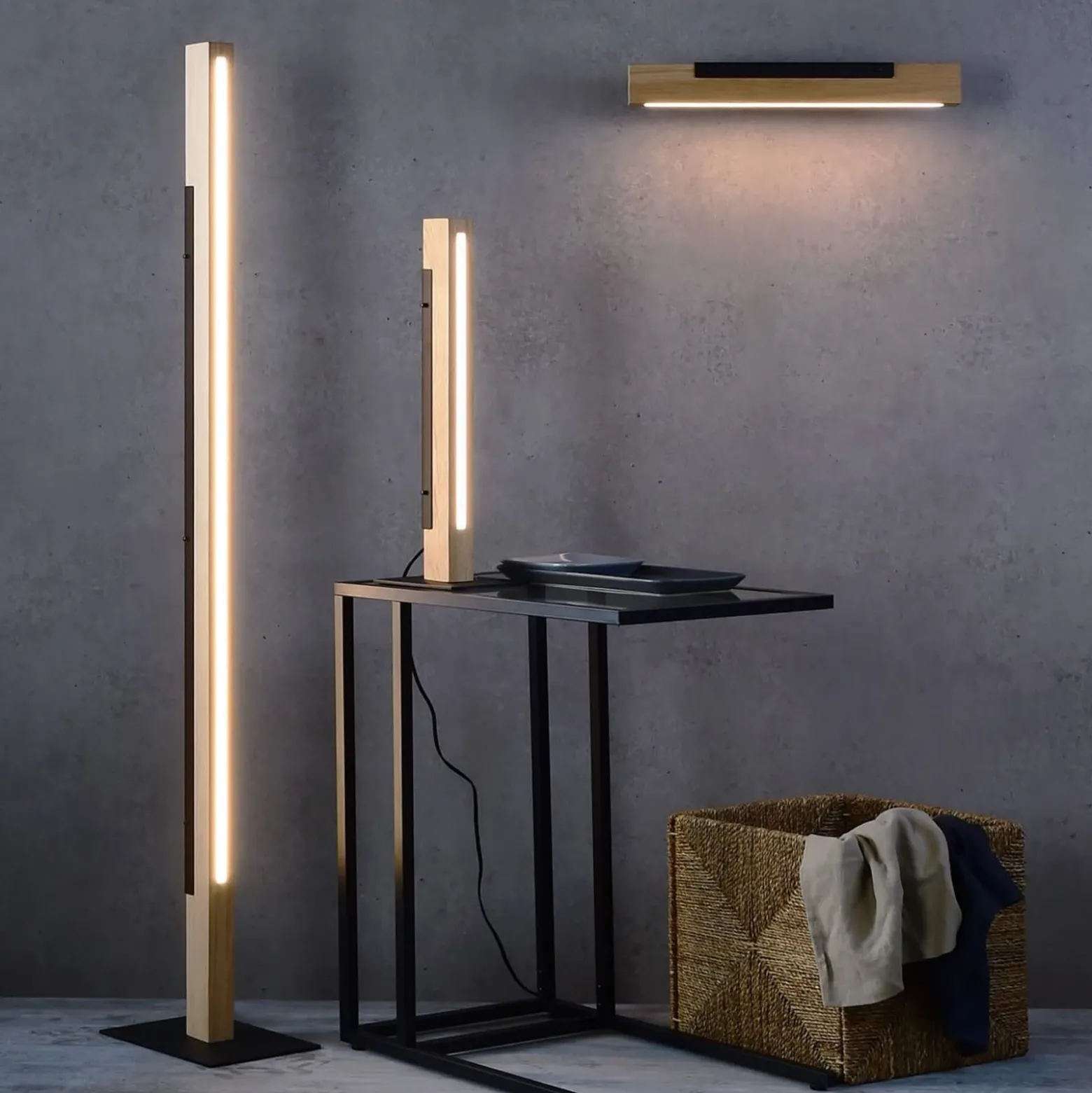 Lámpara de mesa LED Madera, roble, atenuable