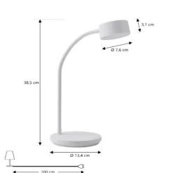 lámpara de mesa LED Maori de Lindby, blanca, metal, CCT, atenuable