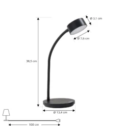 lámpara de mesa LED Maori de Lindby, negra, CCT, metal, atenuable