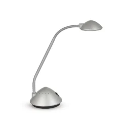 Lámpara de mesa LED MAULarc, plateada, altura 38 cm, flexible