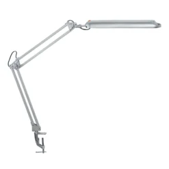 Lámpara de mesa LED MAULatlantic, plateada, altura 38 cm, base con pinza