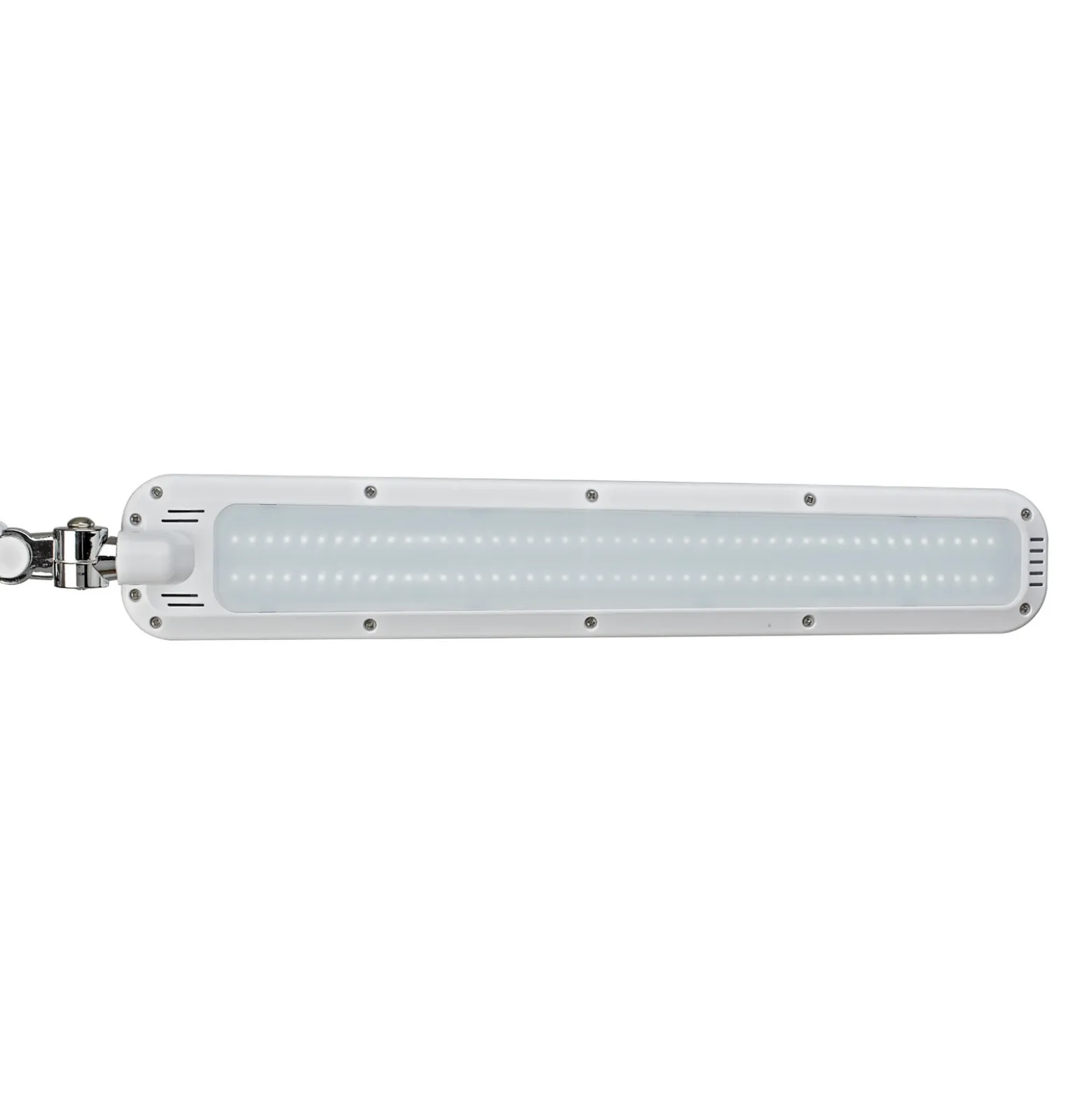 Lámpara de mesa LED MAULcraft, blanca, 52 cm, base con pinza, atenuable