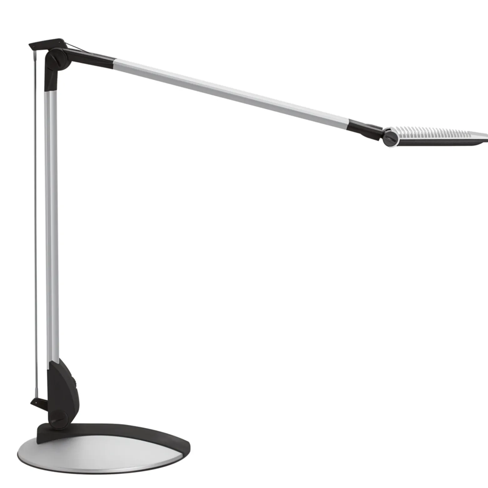 Lámpara de mesa LED MAULoptimus, plateada, pie, CCT atenuable