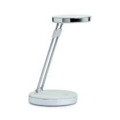 Lámpara de mesa LED MAULpuck, brazo telescópico, blanco