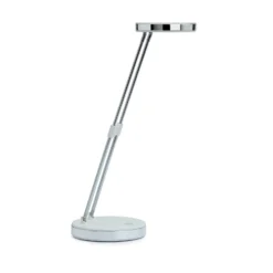 Lámpara de mesa LED MAULpuck, brazo telescópico, blanco