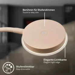 Lámpara de mesa LED Megg, beige, metal, atenuador, 3000 K