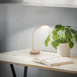 Lámpara de mesa LED Megg, beige, metal, atenuador, 3000 K