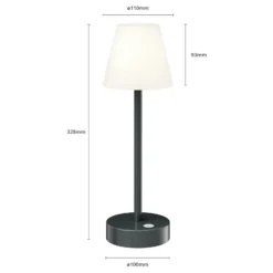 Lámpara de mesa LED Newgarden Lola Slim con batería, color antracita