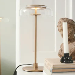 Lámpara de mesa LED Nuura Blossi, altura 43 cm, dorada/transparente