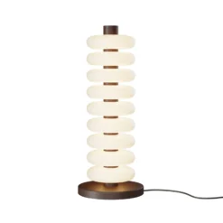 Lámpara de mesa LED Nuvem, marrón, cristal opalino, altura 55 cm