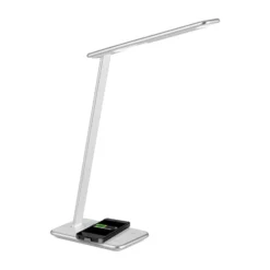 Lámpara de mesa LED Orbit con inducción plateada