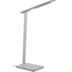 Lámpara de mesa LED Orbit con inducción plateada