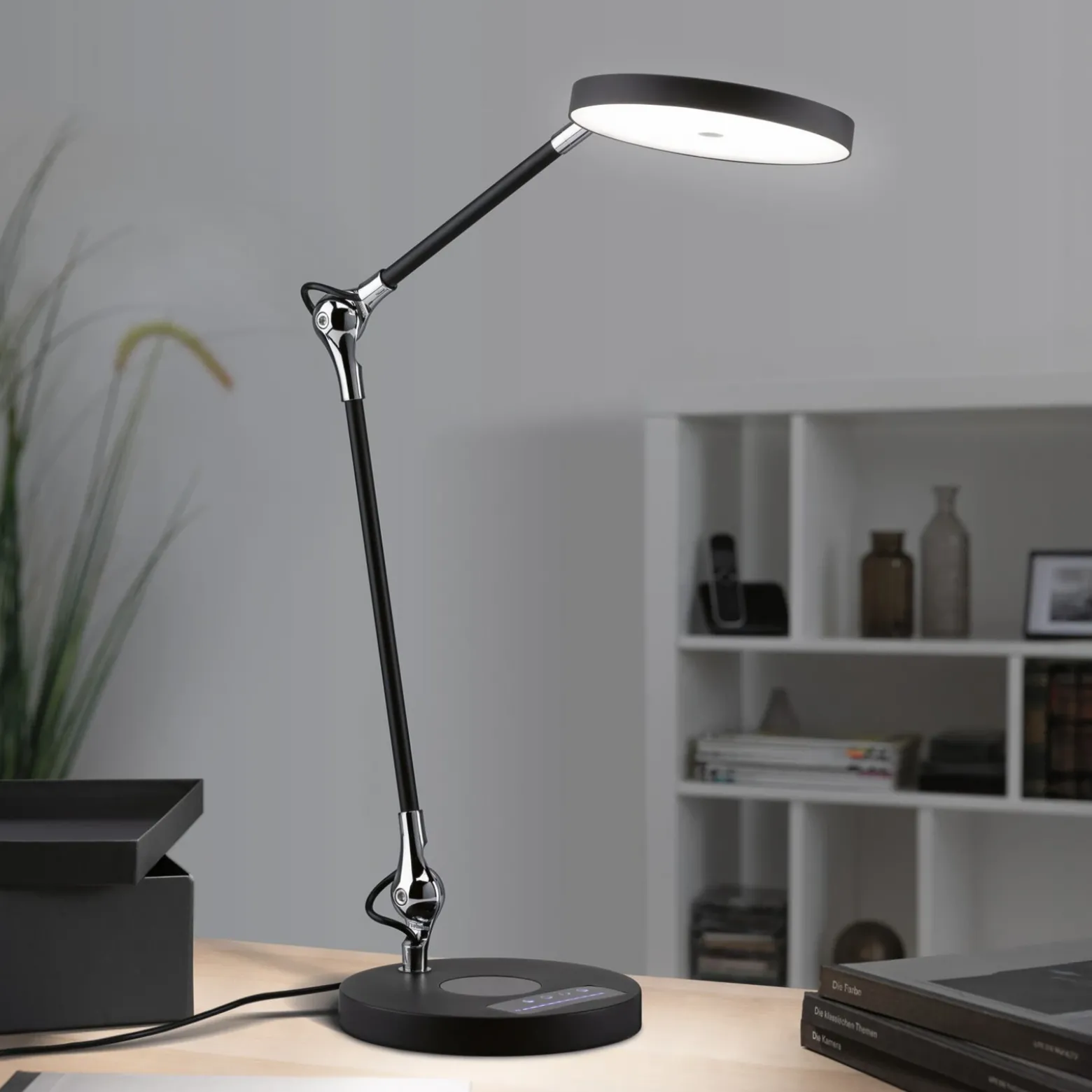 lámpara de mesa LED Paulmann Numis, negra, atenuable, CCT