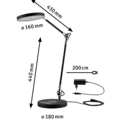 lámpara de mesa LED Paulmann Numis con función de carga, color negro
