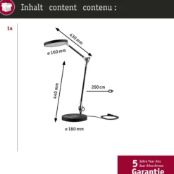 lámpara de mesa LED Paulmann Numis, negra, atenuable, CCT