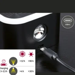 lámpara de mesa LED Paulmann Varia, negra, 37 cm, atenuable CCT