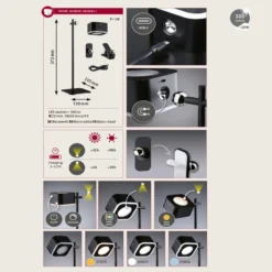 lámpara de mesa LED Paulmann Varia, negra, 37 cm, atenuable CCT