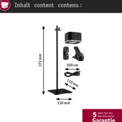 lámpara de mesa LED Paulmann Varia, negra, 37 cm, atenuable CCT