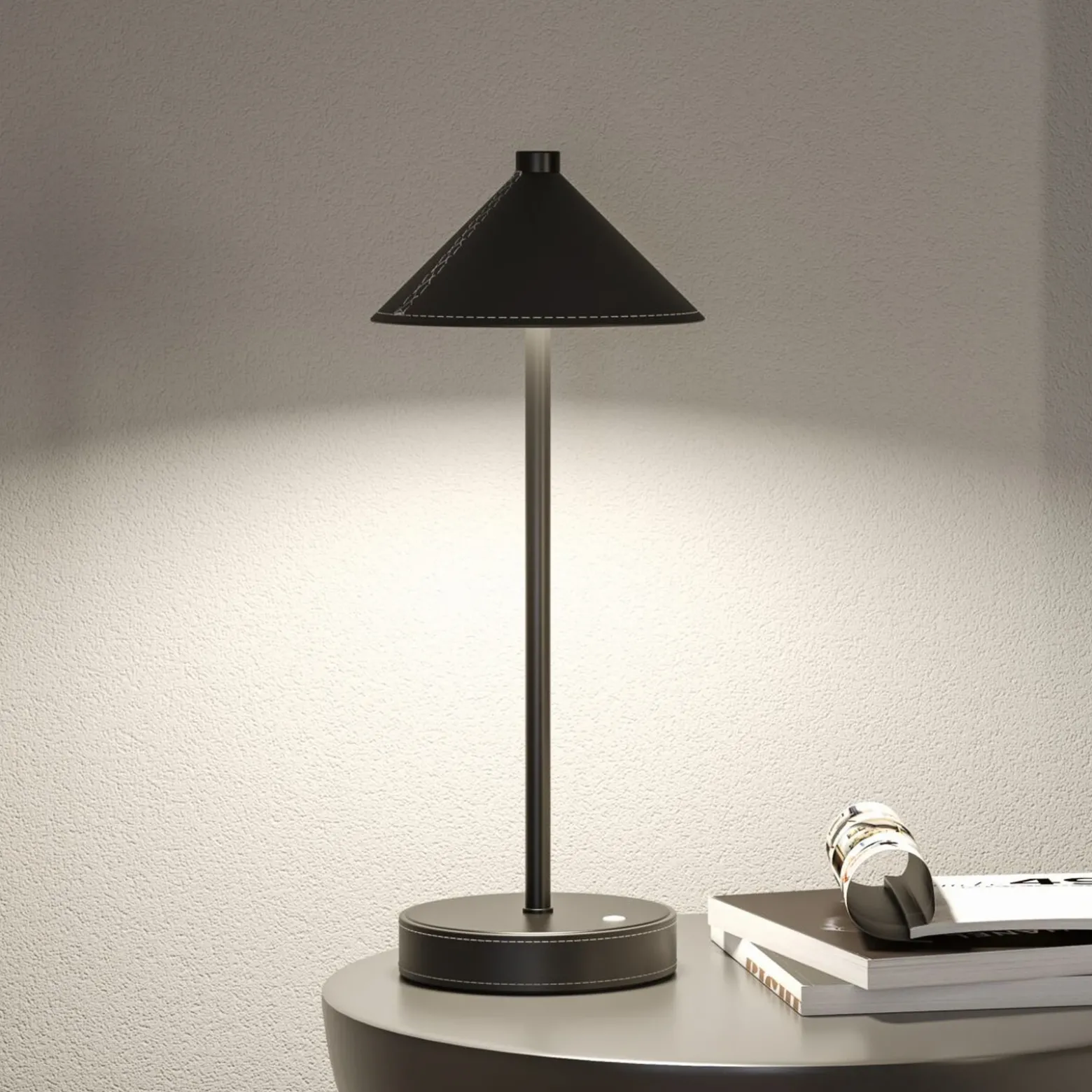 lámpara de mesa LED Pellini de Paulmann, negra, down, CCT