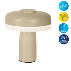 Lámpara de mesa LED Pilu, beige Altura 16,5 cm metal Touchdim