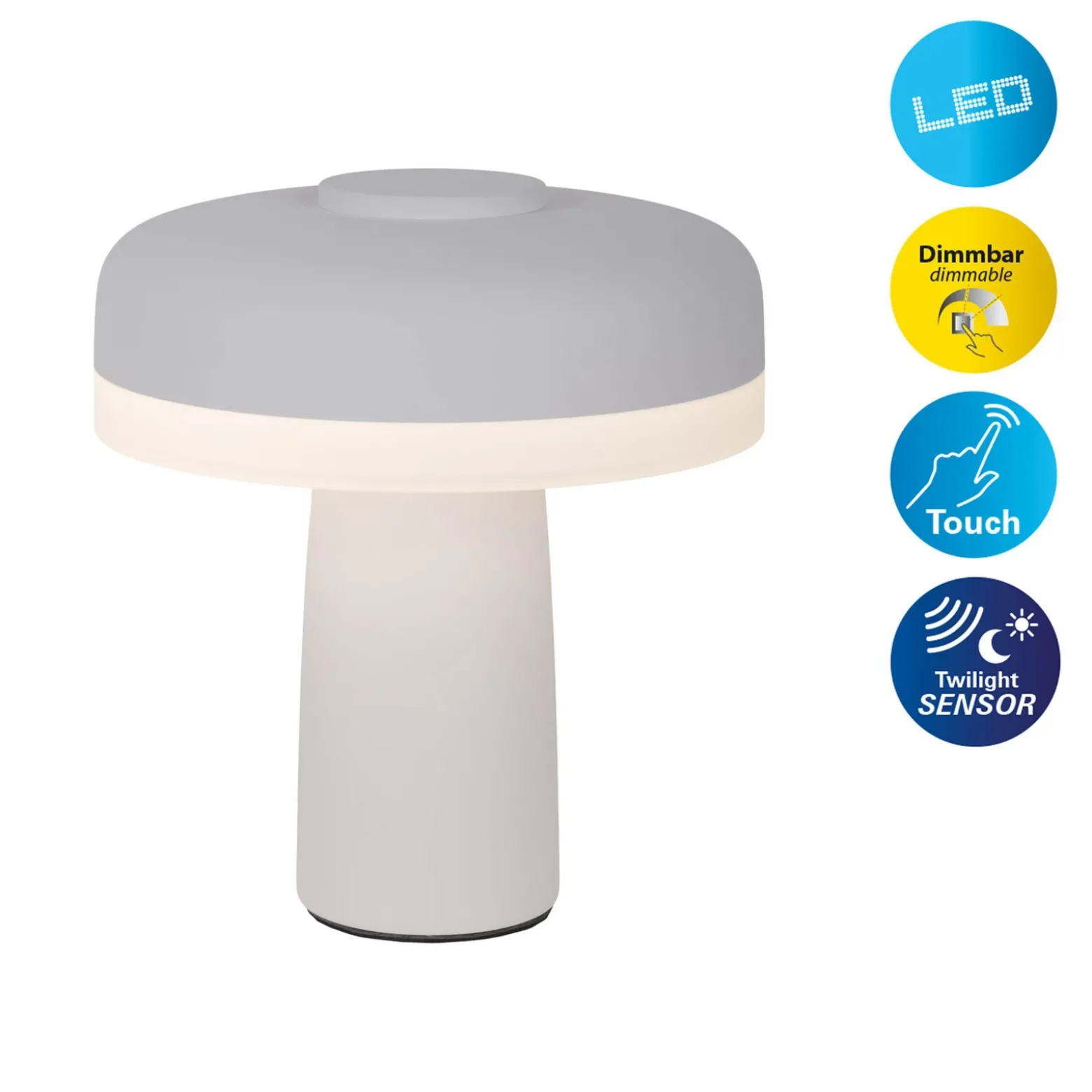 Lámpara de mesa LED Pilu, blanca, altura 16,5 cm metal touchdim