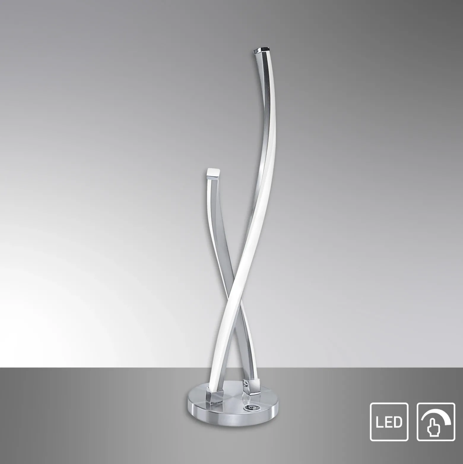 Lámpara de mesa LED Polina de Paul Neuhaus, plateada, metal, atenuable