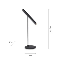 Lámpara de mesa LED PURE Tutua, regulador con sensor, negra