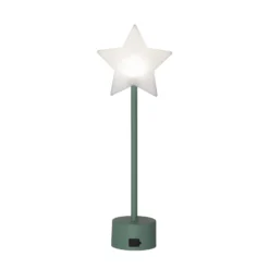 Lámpara de mesa LED recargable Blizz, verde, 40 cm, con forma de estrella,
