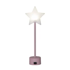 Lámpara de mesa LED recargable Blizz, rosa, 40 cm, con forma de estrella,