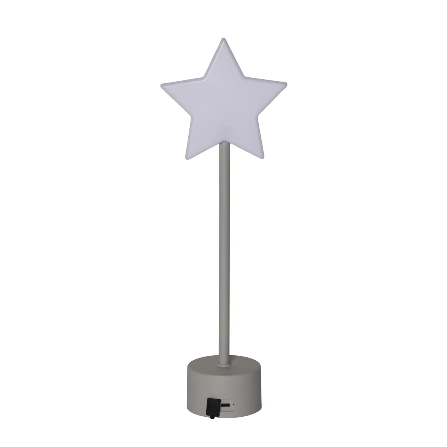 Lámpara de mesa LED recargable Blizz, gris, 40 cm, forma de estrella, atenuable