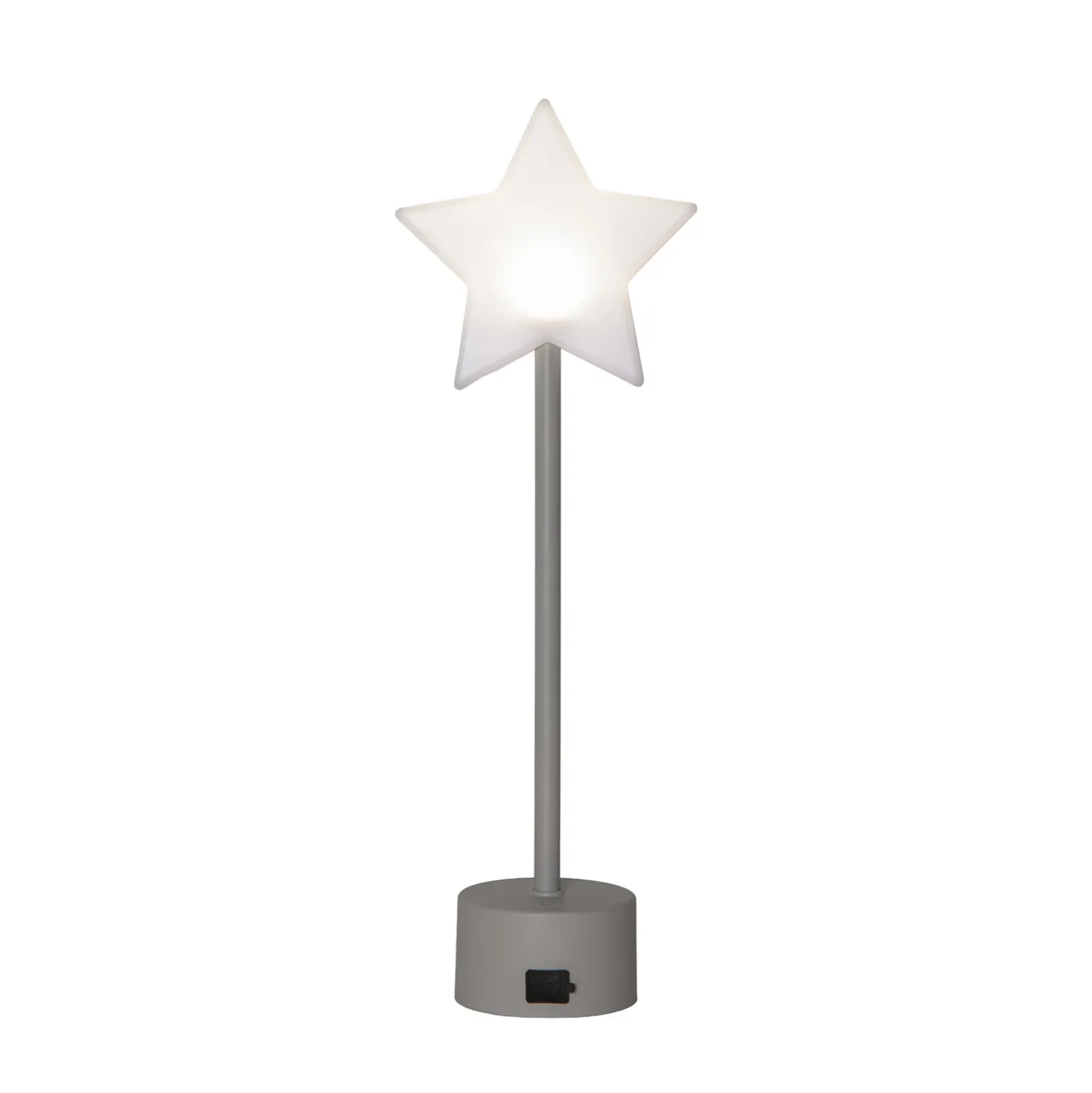 Lámpara de mesa LED recargable Blizz, gris, 40 cm, forma de estrella, atenuable
