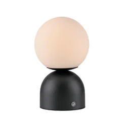 Lámpara de mesa LED recargable RUDI, negra, altura 20 cm, CCT, regulación táctil