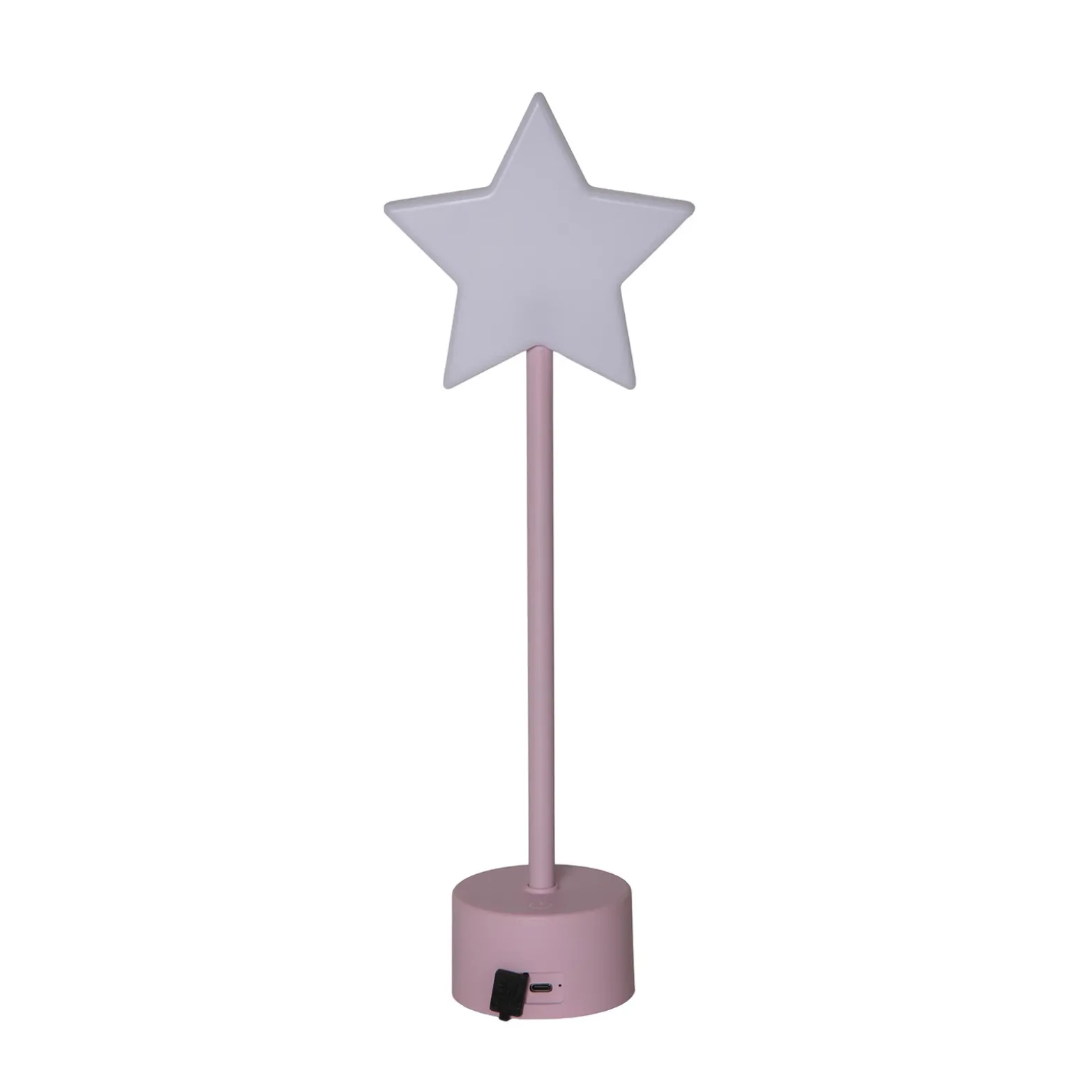 Lámpara de mesa LED recargable Blizz, rosa, 40 cm, con forma de estrella,