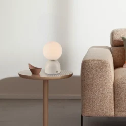 Lámpara de mesa LED recargable RUDI, color beige, altura 20 cm, CCT, regulación